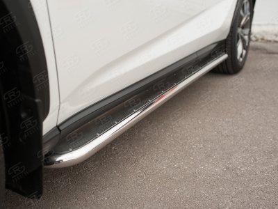 Пороги с площадкой нержавеющий лист 42 мм РусСталь для Lexus NX-200 2014-2021