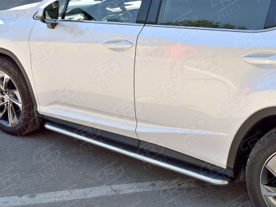 Пороги с площадкой нержавеющий лист 42 мм РусСталь для Lexus RX-200t/350/450h 2016