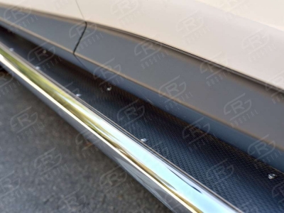 Пороги с площадкой нержавеющий лист 42 мм РусСталь для Lexus RX-200t/350/450h 2016