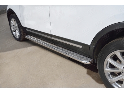 Пороги с площадкой алюминиевый лист 42 мм вариант 2 РусСталь для Ford Explorer 2015-2017