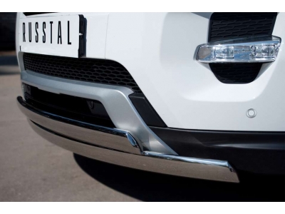 Защита передняя овальная двойная 75х42 мм РусСталь для Land Rover Evoque 2011-2018