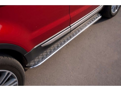 Пороги с площадкой алюминиевый лист 42 мм для Land Rover Evoque № REPL-000807