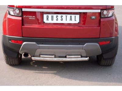 Защита заднего бампера двойная 63-42 мм х2 РусСталь для Land Rover Evoque 2011-2018