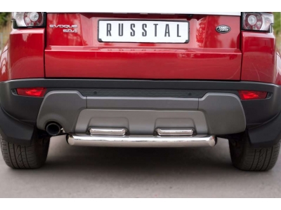 Защита заднего бампера двойная 76-42 мм х2 РусСталь для Land Rover Evoque 2011-2018