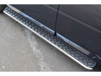 Пороги с площадкой алюминиевый лист 42 мм для Land Rover Freelander 2 № LFRL-001495