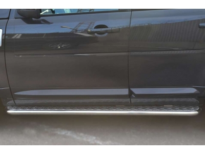 Пороги с площадкой алюминиевый лист 42 мм РусСталь для Land Rover Freelander 2 2012-2014