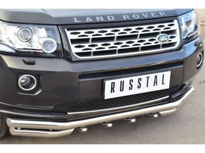 Защита передняя двойная 63-63 мм РусСталь для Land Rover Freelander 2 2012-2014