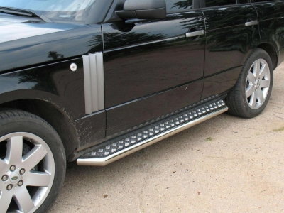 Пороги с площадкой алюминиевый лист 76 мм для Land Rover Range Rover № RRL-000330