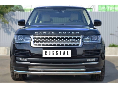 Защита передняя двойная 63-42 мм РусСталь для Land Rover Range Rover 2012-2021
