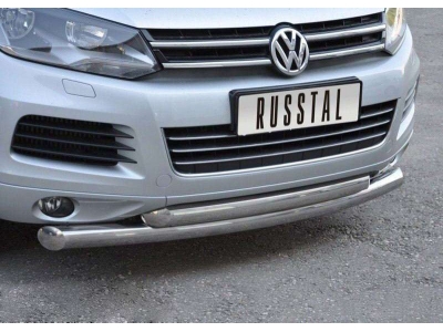 Защита передняя двойная 63-63 мм РусСталь для Volkswagen Touareg 2010-2014