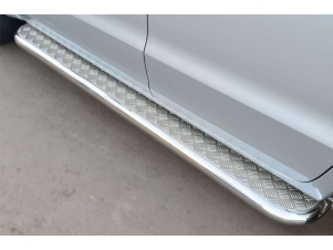 Пороги с площадкой алюминиевый лист 63 мм для Volkswagen Amarok № VAKL-001565
