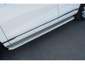 Пороги с площадкой алюминиевый лист 63 мм вариант 1 для Volkswagen Touareg № VWTL-0021321