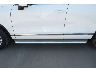 Пороги с площадкой алюминиевый лист 63 мм вариант 2 РусСталь для Volkswagen Touareg 2014-2017