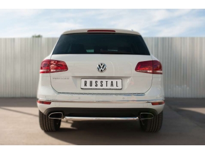 Защита заднего бампера 63 мм РусСталь для Volkswagen Touareg 2014-2017