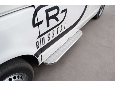 Пороги с площадкой алюминиевый лист 42 ммвариант 2 РусСталь для Volkswagen Transporter 2003-2009