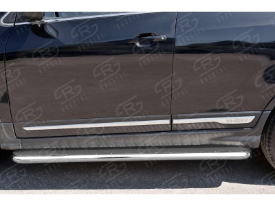 Пороги с площадкой нержавеющий лист 42 мм РусСталь для Chery Tiggo 5 2014-2021
