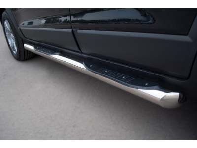 Пороги труба с накладками 76 мм вариант 1 для Chevrolet Captiva 2011-2013
