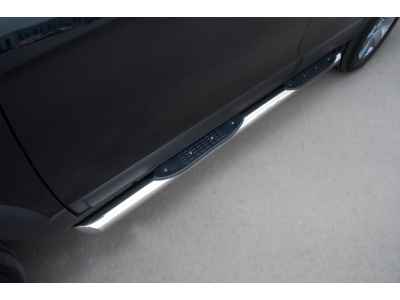 Пороги труба с накладками 76 мм вариант 1 для Chevrolet Captiva 2011-2013
