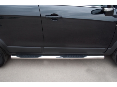 Пороги труба с накладками 76 мм вариант 3 для Chevrolet Captiva 2011-2013