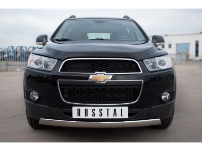 Защита переднего бампера 75х42 овал РусСталь для Chevrolet Captiva 2011-2013