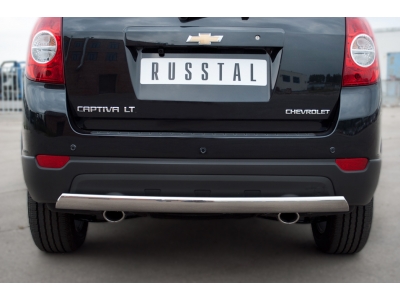 Защита заднего бампера овальная 75х42 мм РусСталь для Chevrolet Captiva 2011-2013