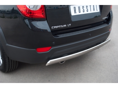 Защита заднего бампера овальная 75х42 мм РусСталь для Chevrolet Captiva 2011-2013