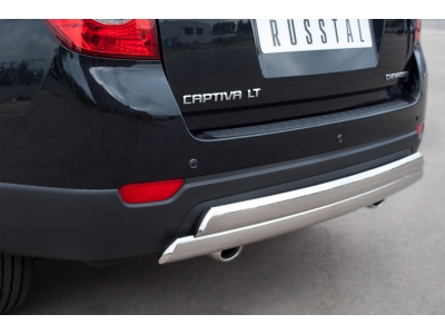 Защита заднего бампера двойная 75х42 мм РусСталь для Chevrolet Captiva 2011-2013
