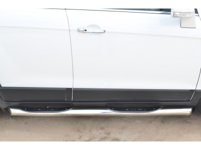 Пороги труба с накладками 76 мм вариант 1 РусСталь для Chevrolet Captiva 2013-2016