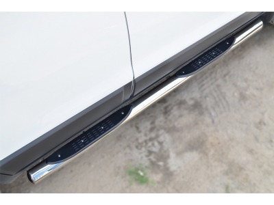 Пороги труба с накладками 76 мм вариант 3 РусСталь для Chevrolet Captiva 2013-2016