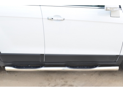 Пороги труба с накладками 76 мм вариант 3 РусСталь для Chevrolet Captiva 2013-2016