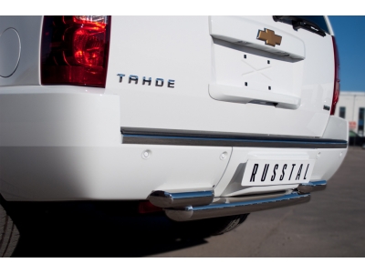 Защита заднего бампера двойная 76-63 мм РусСталь для Chevrolet Tahoe 2006-2014
