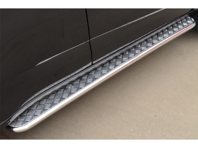 Пороги с площадкой алюминиевый лист 42 мм РусСталь для Chevrolet TrailBlazer 2013-2016
