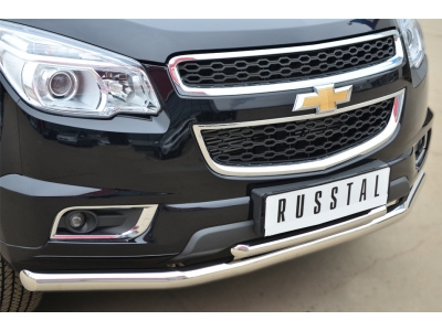 Защита передняя двойная 63-42 мм РусСталь для Chevrolet TrailBlazer 2013-2016