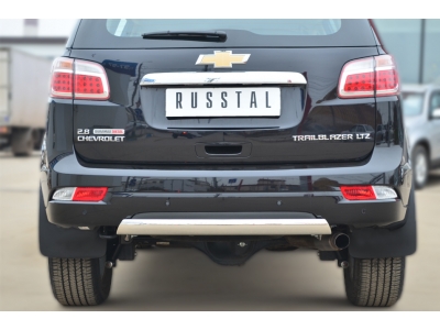Защита заднего бампера овальная 75х42 мм дуга РусСталь для Chevrolet TrailBlazer 2013-2016