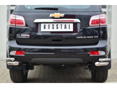 Защита задняя двойные уголки 63-42 мм секции РусСталь для Chevrolet TrailBlazer 2013-2016