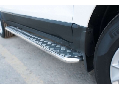 Пороги с площадкой алюминиевый лист 42 мм РусСталь для Ford EcoSport 2014-2021