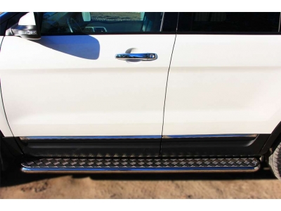 Пороги с площадкой алюминиевый лист 42 мм РусСталь для Ford Explorer 2011-2015