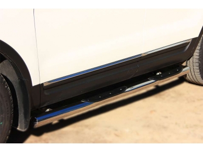Пороги труба 76 мм с накладками вариант 3 РусСталь для Ford Explorer 2011-2015