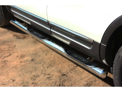 Пороги труба 76 мм с накладками вариант 3 РусСталь для Ford Explorer 2011-2015