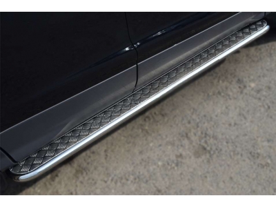 Пороги с площадкой алюминиевый лист 42 мм РусСталь для Ford Kuga 2013-2021