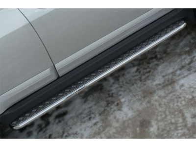 Пороги с площадкой алюминиевый лист 42 мм вариант 2 РусСталь для Great Wall Hover H3 2014-2021