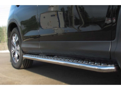Пороги с площадкой алюминиевый лист 42 мм РусСталь для Honda CR-V 2012-2015