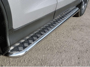 Пороги с площадкой алюминиевый лист 42 мм вариант 1 для Honda CR-V № HCRL-0022241