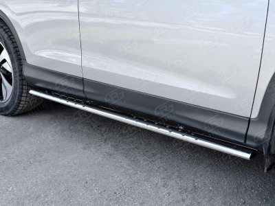 Пороги труба овальная с проступью 75х42мм РусСталь для Honda CR-V 2015-2021