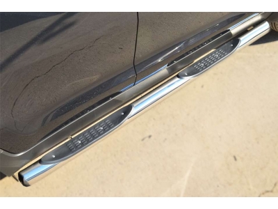 Пороги труба с накладками 76 мм вариант 3 РусСталь для Hyundai ix35 2010-2015