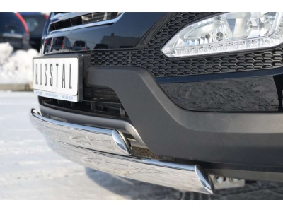 Защита передняя овальная двойная 75х42х2 мм РусСталь для Hyundai Santa Fe 2012-2015