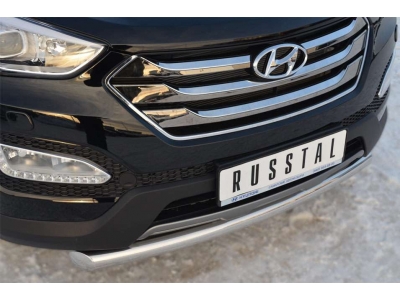 Защита переднего бампера 76 мм дуга РусСталь для Hyundai Santa Fe 2012-2015
