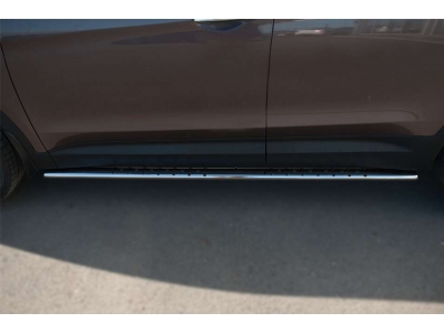 Пороги труба овальная с проступью 75х42 мм РусСталь для Hyundai Santa Fe Grand 2014-2021