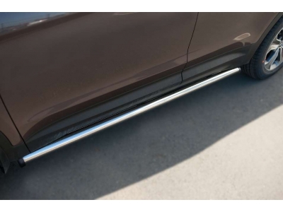 Пороги труба 63 мм вариант 2 РусСталь для Hyundai Santa Fe Grand 2014-2021