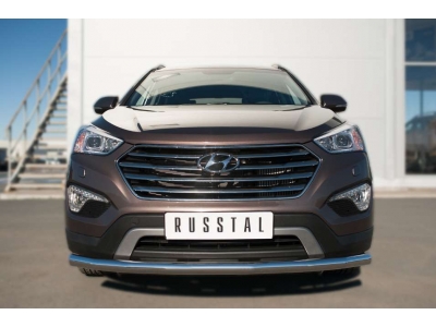 Защита переднего бампера 63 мм РусСталь для Hyundai Santa Fe Grand 2014-2016